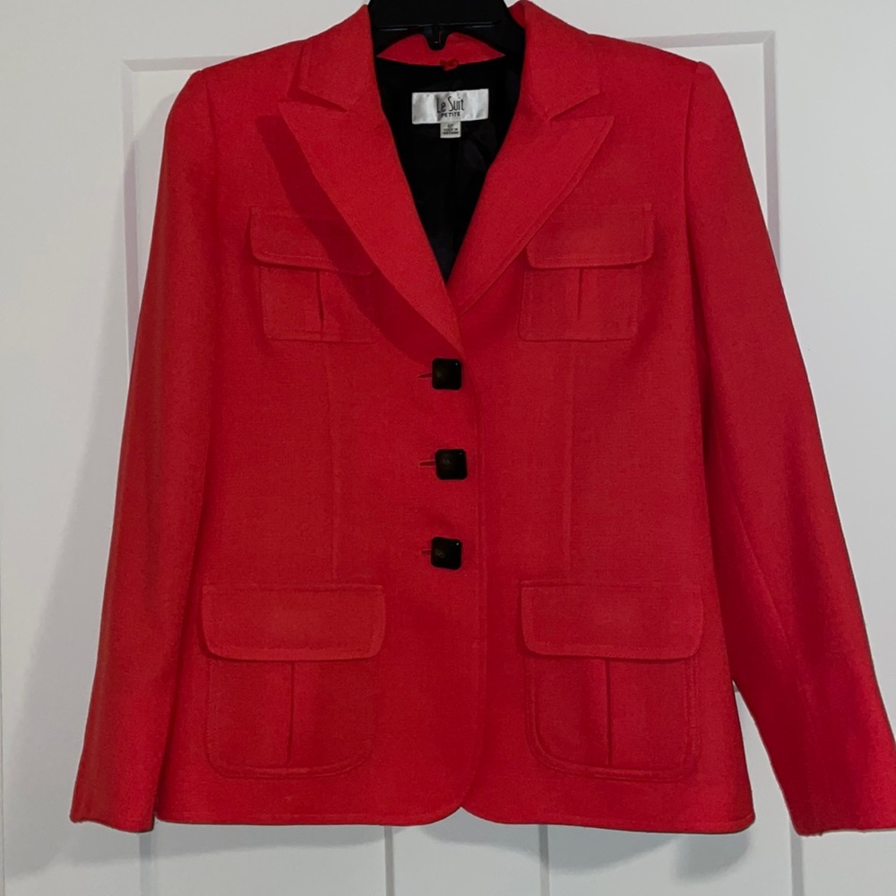 Le Suit Red blazer jacket 6 Petite